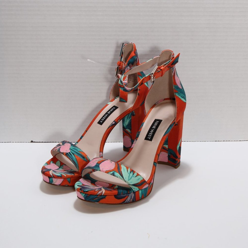 Nine West Coral & Turquoise Dempsey Ankle-Strap Sandal Size 6.5 NWT - Picture 5 of 8
